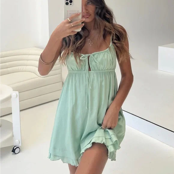 pink ruffle dress mini Furlla Women Blush Pink Ruffle Strap Mini Homecoming Dress with Side  Cutouts – Furlla Official